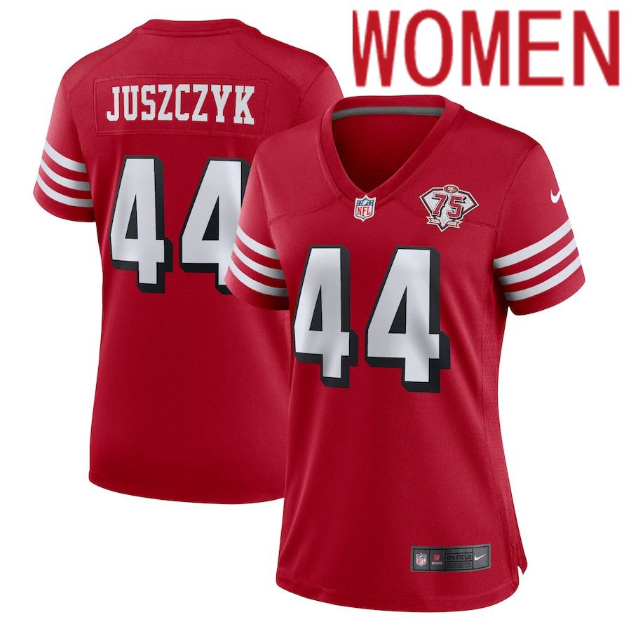 Women San Francisco 49ers #44 Kyle Juszczyk Nike Scarlet 75th Anniversary Alternate Player Game NFL Jersey